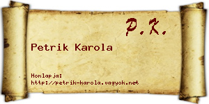 Petrik Karola névjegykártya